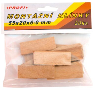 Klínky montážní dřev.55x20x6-0,20ks  (28453)